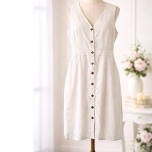 J. Crew Linen Sleeveless Button Front Dress